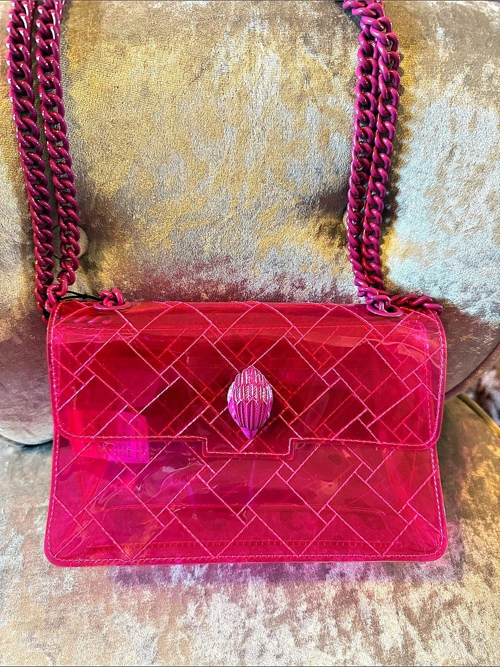 Kurt Geiger London Jelly Kensington Shoulder Bag Geometric Chain Crossbody Pink